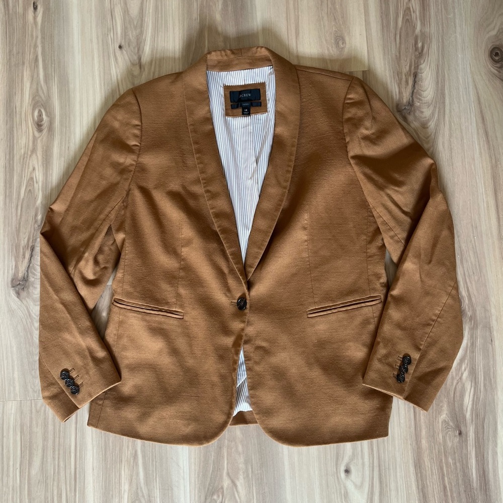 J. Crew Camel Blazer with Striped Lining